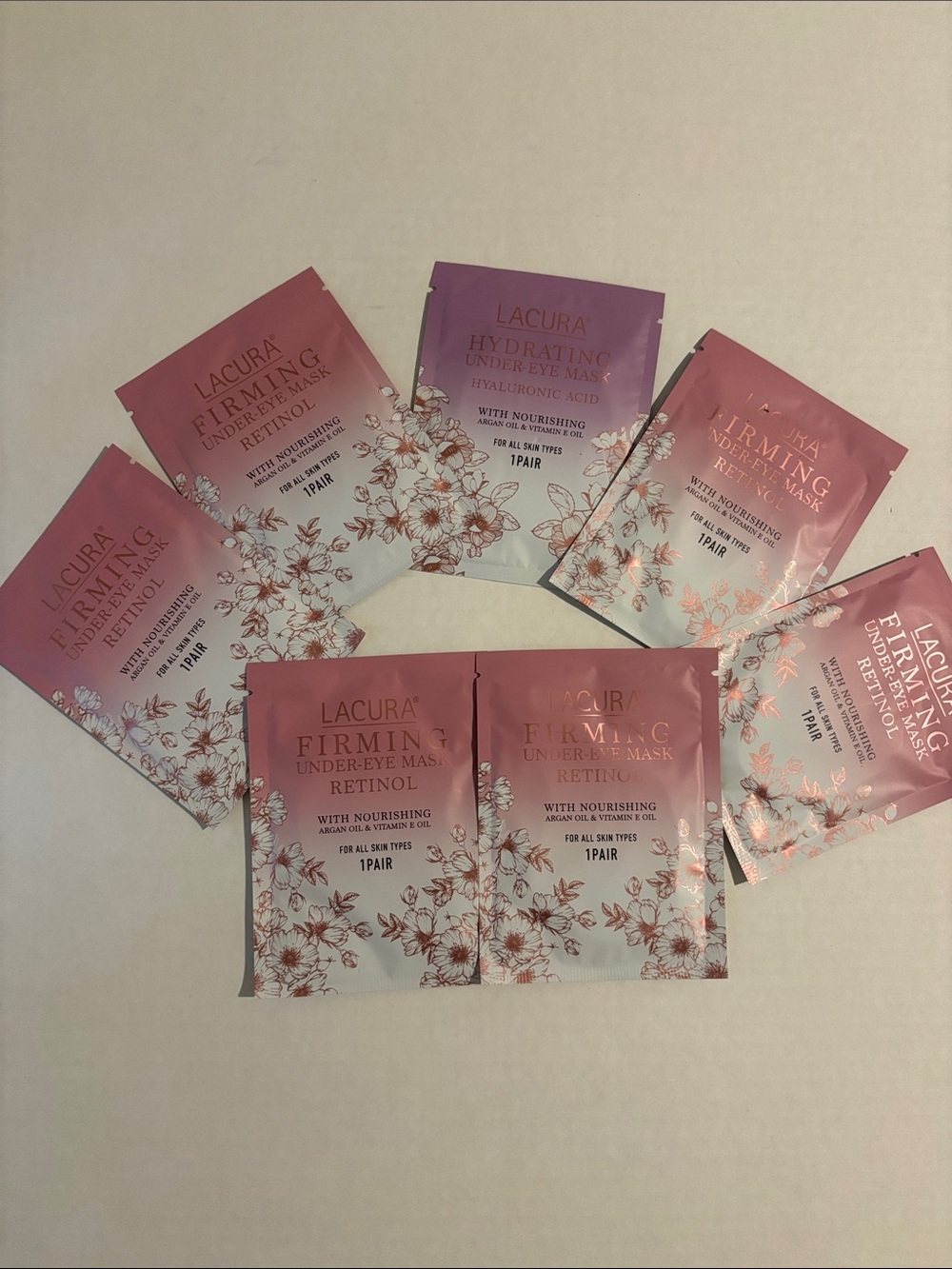 Lacura Pink Firming Under-Eye Mask with Retinol - Single Pair 7 Count